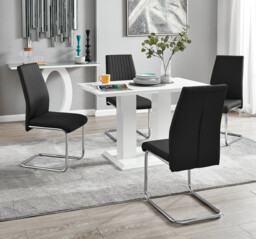 Imperia 4 Modern White High Gloss Dining Table And 4 Lorenzo Chrome Dining Chairs Set - thumbnail 2