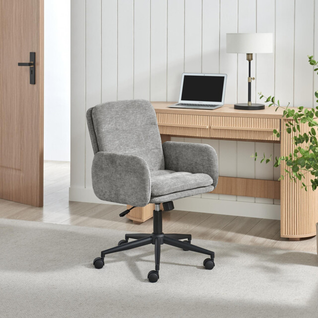 Diora Grey Jumbo Corduroy Swivel Office Chair - image 1