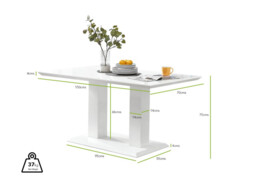 Imperia 6 White Dining Table and 6 Nora Silver Leg Chairs - thumbnail 2