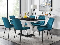 Giovani 6 Black Dining Table & 6 Pesaro Black Leg Chairs - thumbnail 3
