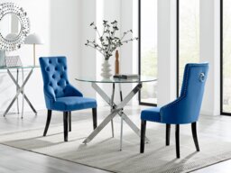 Novara 100cm Round Dining Table and 2 Belgravia Black Leg Chairs - thumbnail 1