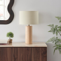 Connie Wood Cylindrical Pillar Table Lamp - thumbnail 1