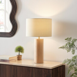 Connie Wood Cylindrical Pillar Table Lamp - thumbnail 2