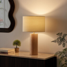 Connie Wood Cylindrical Pillar Table Lamp - thumbnail 3