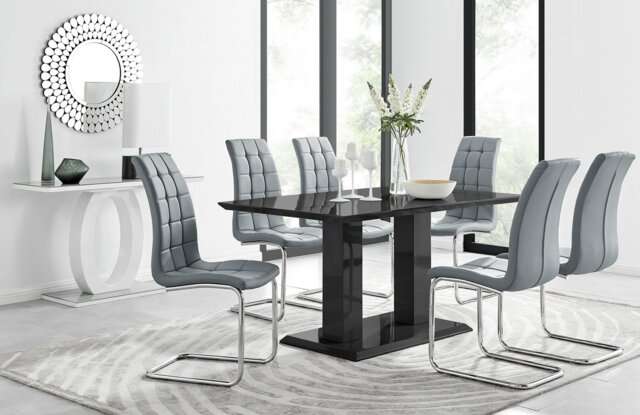 Imperia 6 Black Dining Table and 6 Murano Chairs - image 1