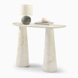 Furniturebox Palma Cream Marble Effect Console Table, Engineered Wood in Cream/White - Size: 100x76x30 cm - thumbnail 4