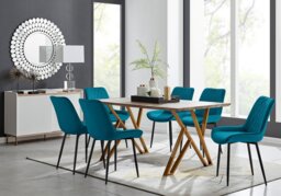 Taranto Oak Effect Dining Table and 6 Pesaro Black Leg Chairs