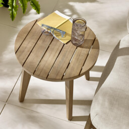 Iko Wood Round Garden Side Table - thumbnail 2