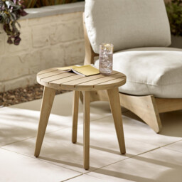 Iko Wood Round Garden Side Table - thumbnail 1