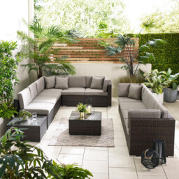 Orlando Brown Rattan & Brown 10 Seat Modular Garden Sofa - thumbnail 3