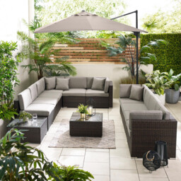 Orlando Brown Rattan & Brown 10 Seat Modular Garden Sofa - thumbnail 4