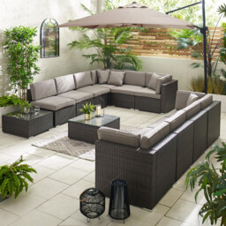 Orlando Brown Rattan & Brown 10 Seat Modular Garden Sofa - thumbnail 2