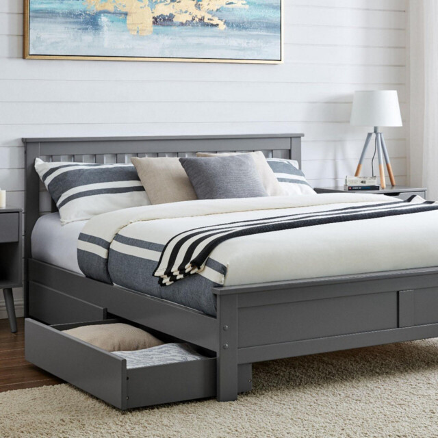 Azure Grey Solid Pine King Bed Frame + 4 Drawers - image 1