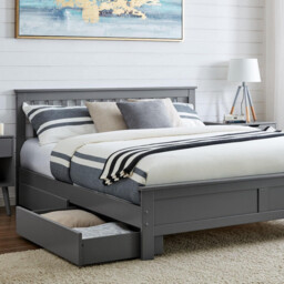 Azure Grey Solid Pine King Bed Frame + 4 Drawers - thumbnail 1