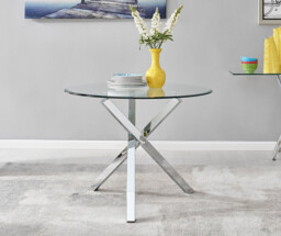 Selina Square Leg Round Dining Table And 4 Pesaro Silver Leg Chairs - thumbnail 3
