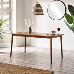 Lynton Large Walnut Effect Wooden Dining Table with 2 Benches & 2 Chairs - thumbnail 2