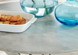 Novara Round Concrete Effect and Silver Metal 4 Seater Dining Table - thumbnail 4