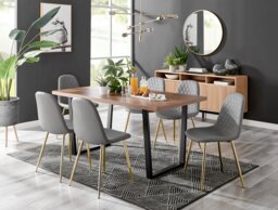 Kylo Brown Wood Effect Dining Table & 6 Corona Gold Leg Chairs