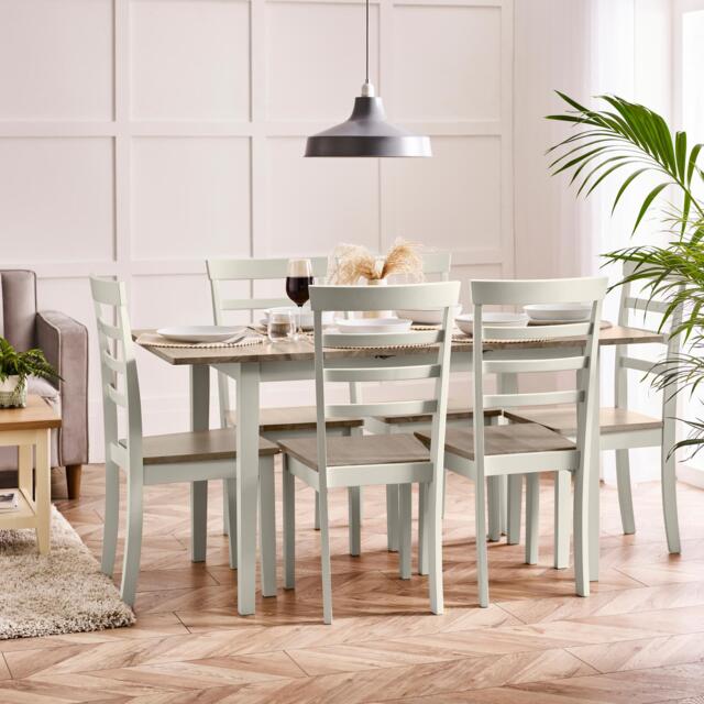 Salcombe Extending Light Grey Wooden Table & 6 Whitby Dining Chairs - image 1