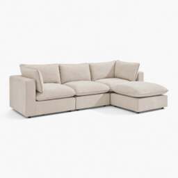 Furniturebox Echo Linen-Look 3 Seater Modular Chaise Sofa, Fabric in Cream - Size: 280x83x179 cm - thumbnail 6