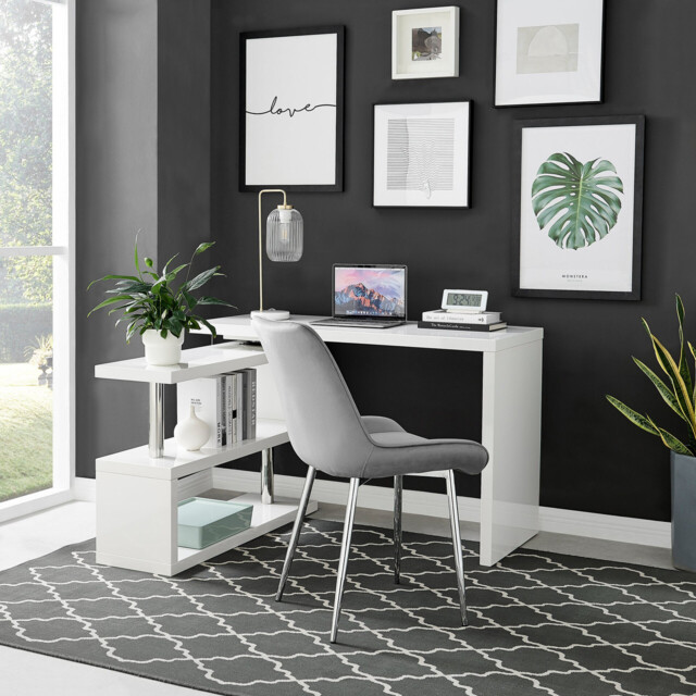 Siena White High Gloss Rotating Desk - image 1