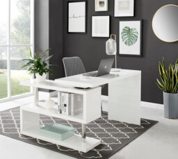 Siena White High Gloss Rotating Desk - thumbnail 3