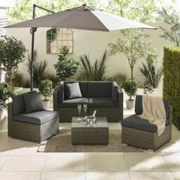 Furniturebox Orlando Garden Coffee Table with Ice Bucket, Rattan in Grey - Size: 63x35x63 cm - thumbnail 4