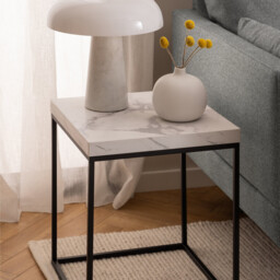 Baron Square White Marble Effect Side Table - thumbnail 2