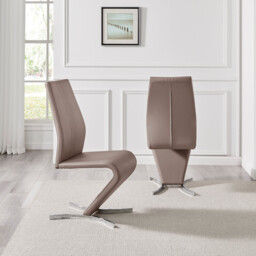2x Willow Cappuccino Beige Faux Leather 'Z' Dining Chairs - thumbnail 3