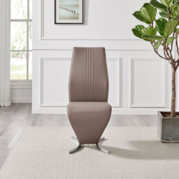 2x Willow Cappuccino Beige Faux Leather 'Z' Dining Chairs - thumbnail 4
