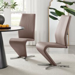 2x Willow Cappuccino Beige Faux Leather 'Z' Dining Chairs - thumbnail 1