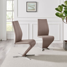 2x Willow Cappuccino Beige Faux Leather 'Z' Dining Chairs - thumbnail 2