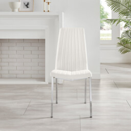 2x Isco White Faux Leather Dining Chairs - thumbnail 4