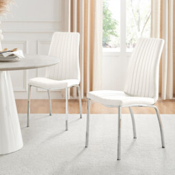 2x Isco White Faux Leather Dining Chairs