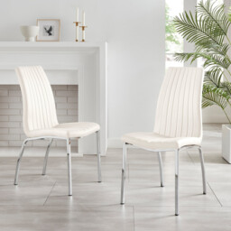 2x Isco White Faux Leather Dining Chairs - thumbnail 2