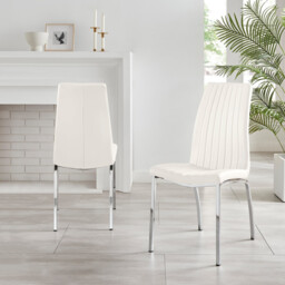 2x Isco White Faux Leather Dining Chairs - thumbnail 3
