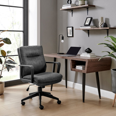 Rosco Black Faux Leather Swivel Office Chair - image 1