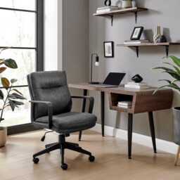 Rosco Black Faux Leather Swivel Office Chair - thumbnail 1