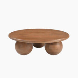 Olympus Round Walnut Wood Sphere Leg Coffee Table - thumbnail 4