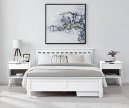 Azure White Solid Pine Double Bed Frame + Windsor Mattress + 4 Drawers - thumbnail 2