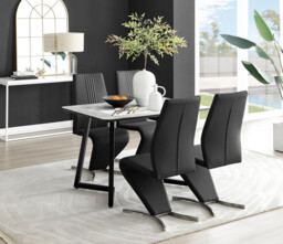 Carson White Marble Effect Dining Table & 4 Willow Chairs - thumbnail 2
