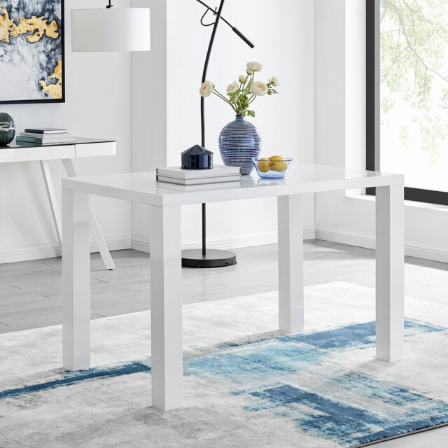 Pivero Rectangular White High Gloss 4 Seater Dining Table - image 1