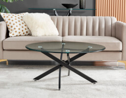 Novara Round Glass and Black Coffee Table - thumbnail 4