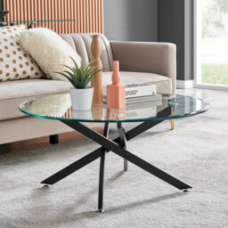 Novara Round Glass and Black Coffee Table - thumbnail 1