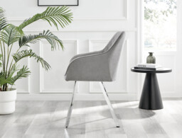 Leonardo Glass and Chrome Dining Table & 6 Falun Silver Leg Chairs - thumbnail 4