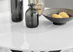 Novara Round White High Gloss and Black Metal 4 Seater Dining Table - thumbnail 4