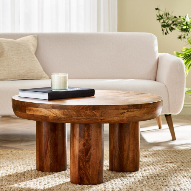 Amy Round Solid Mango Wood Coffee Table - image 1