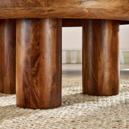 Amy Round Solid Mango Wood Coffee Table - thumbnail 3