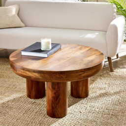 Amy Round Solid Mango Wood Coffee Table - thumbnail 2