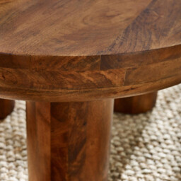 Amy Round Solid Mango Wood Coffee Table - thumbnail 4